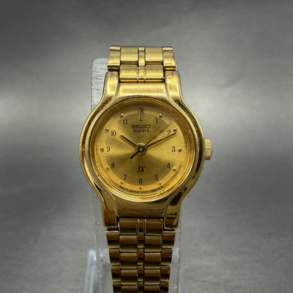 Seiko SX Watch Women 19mm Champagne Dial Gold Tone Round V401-0281 New Battery 40