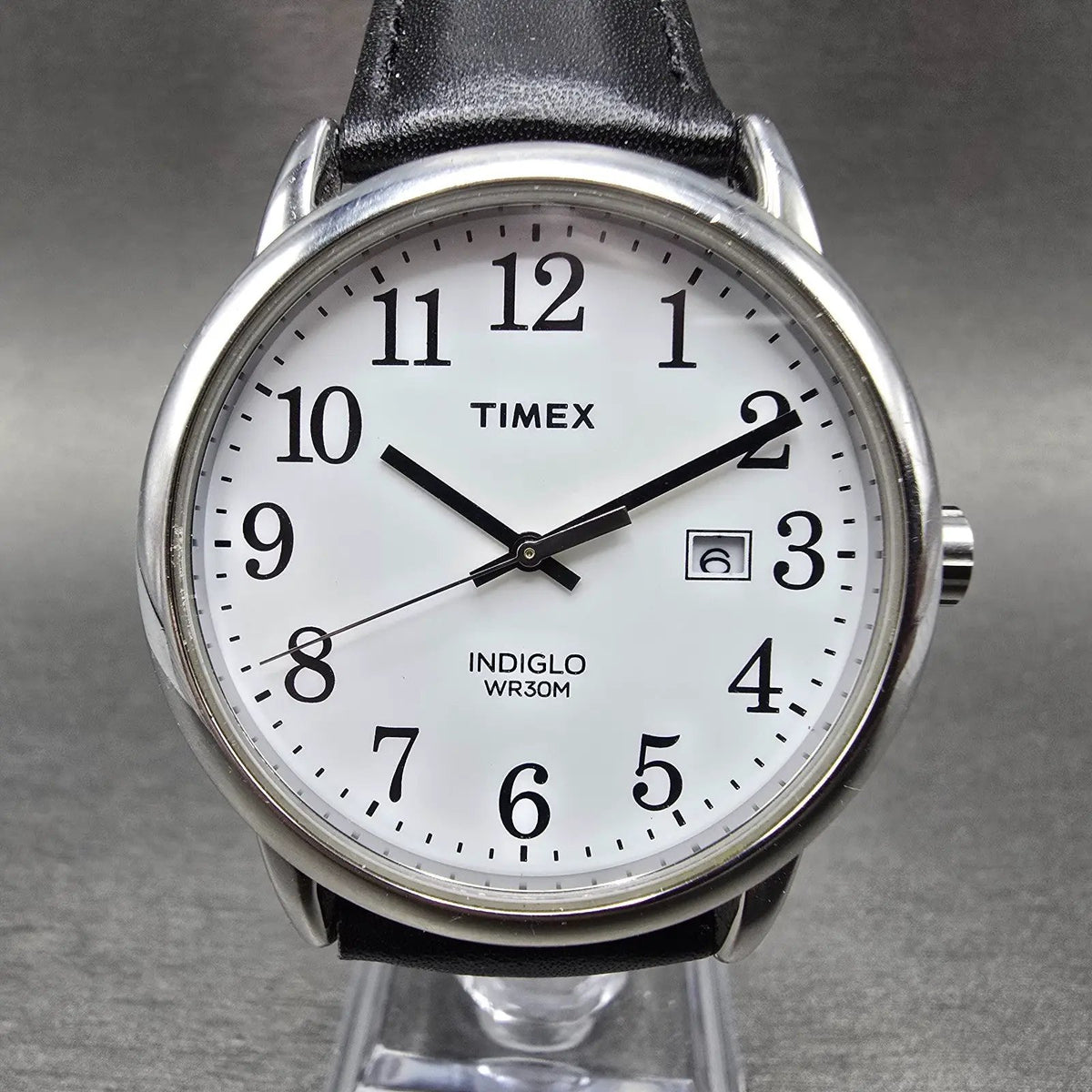 Timex Easy Reader Watch Men 35mm White Dial Silver Round Date New Battery 40