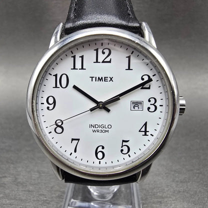 Timex Easy Reader Watch Men 35mm White Dial Silver Round Date New Battery 40