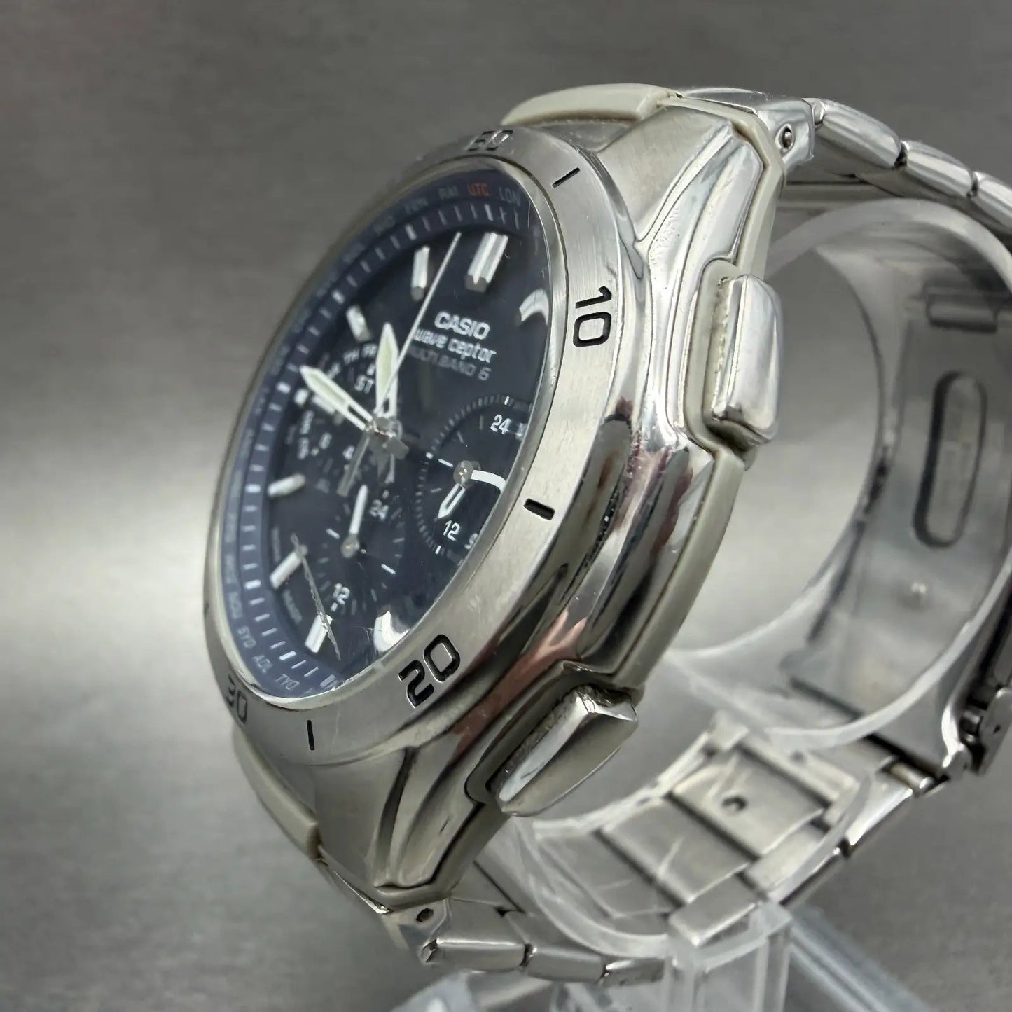 Casio Waveceptor WVQ-M410 Watch Men 43mm Blue Dial Silver Tone Date Solar Works2