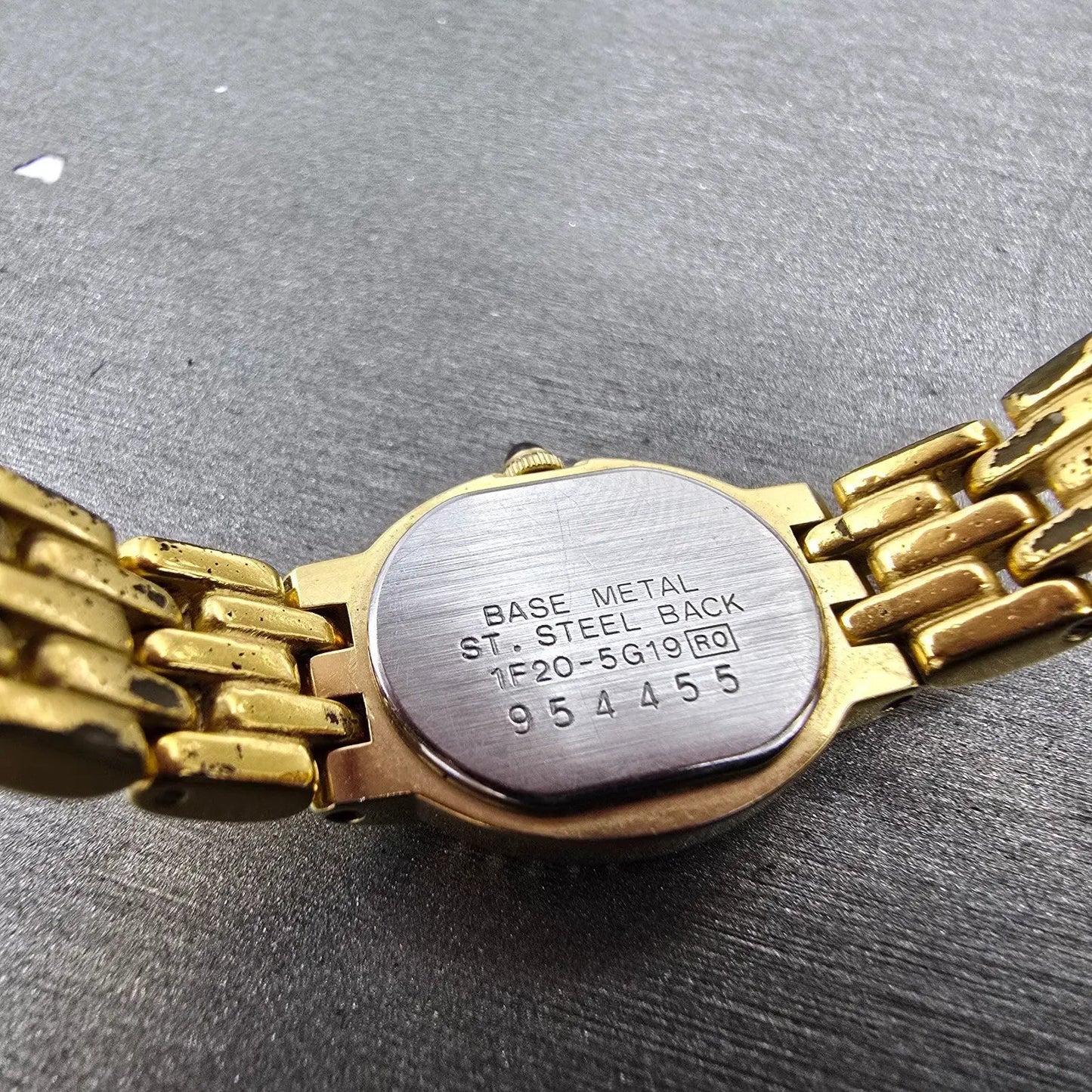 Seiko Watch Women 16mm Black Dial Gold Tone Gemmed Oval 1F20-5G19 New Battery9