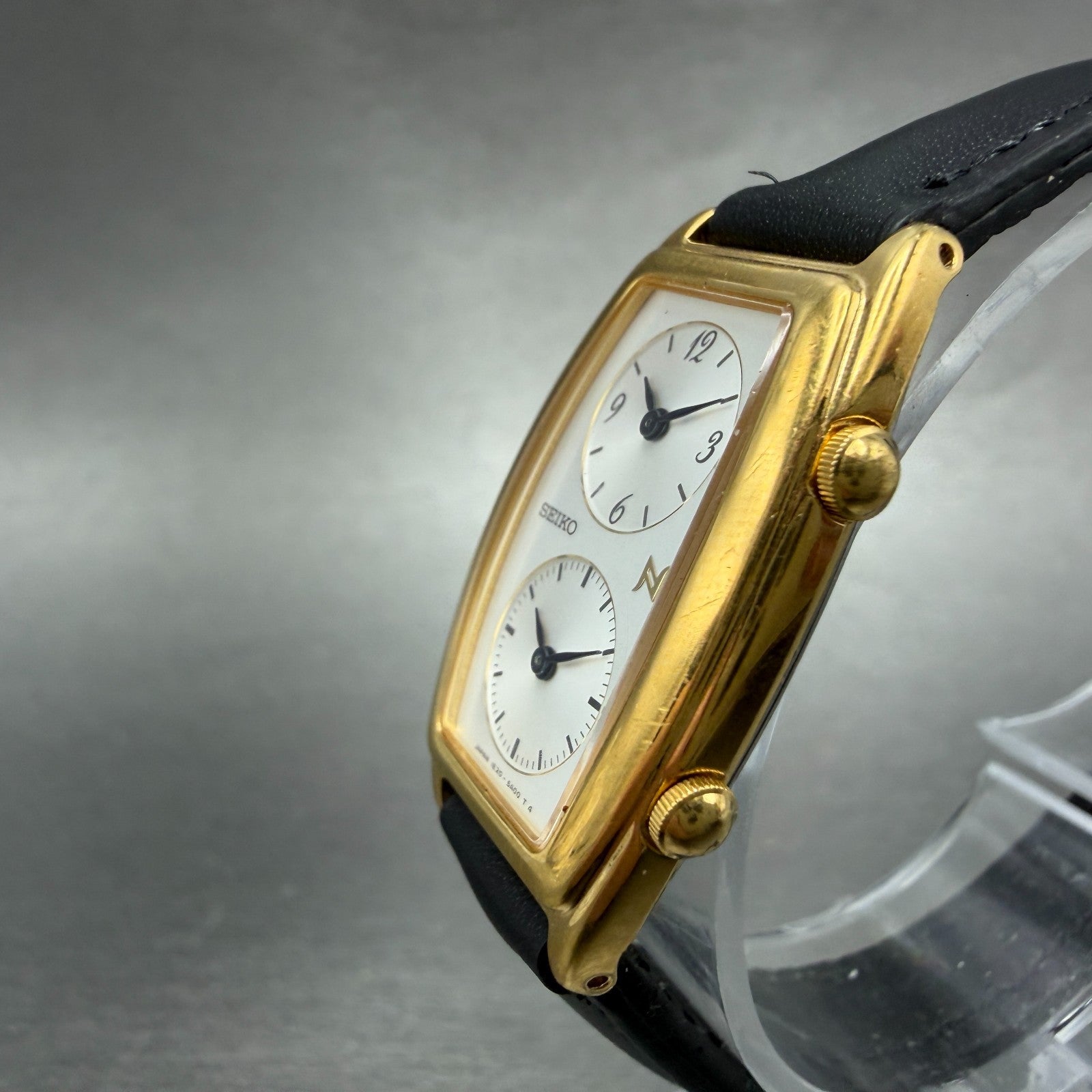 Seiko Dual Time Noie Watch Women 21mm Silver Dial Gold Tone 1E20-8A00 New Batt2