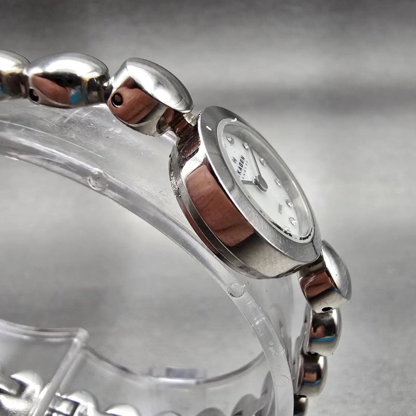 Skagen Watch Women 18mm MOP Dial Silver Tone Round 107SXXXS New Battery3