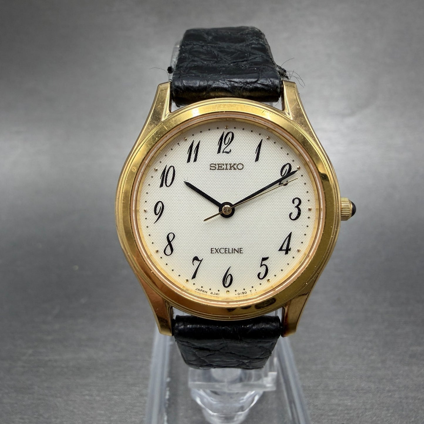Seiko Exceline Watch Women 28mm Cream Dial Gold Tone Round 4J41-0110 New Battery0