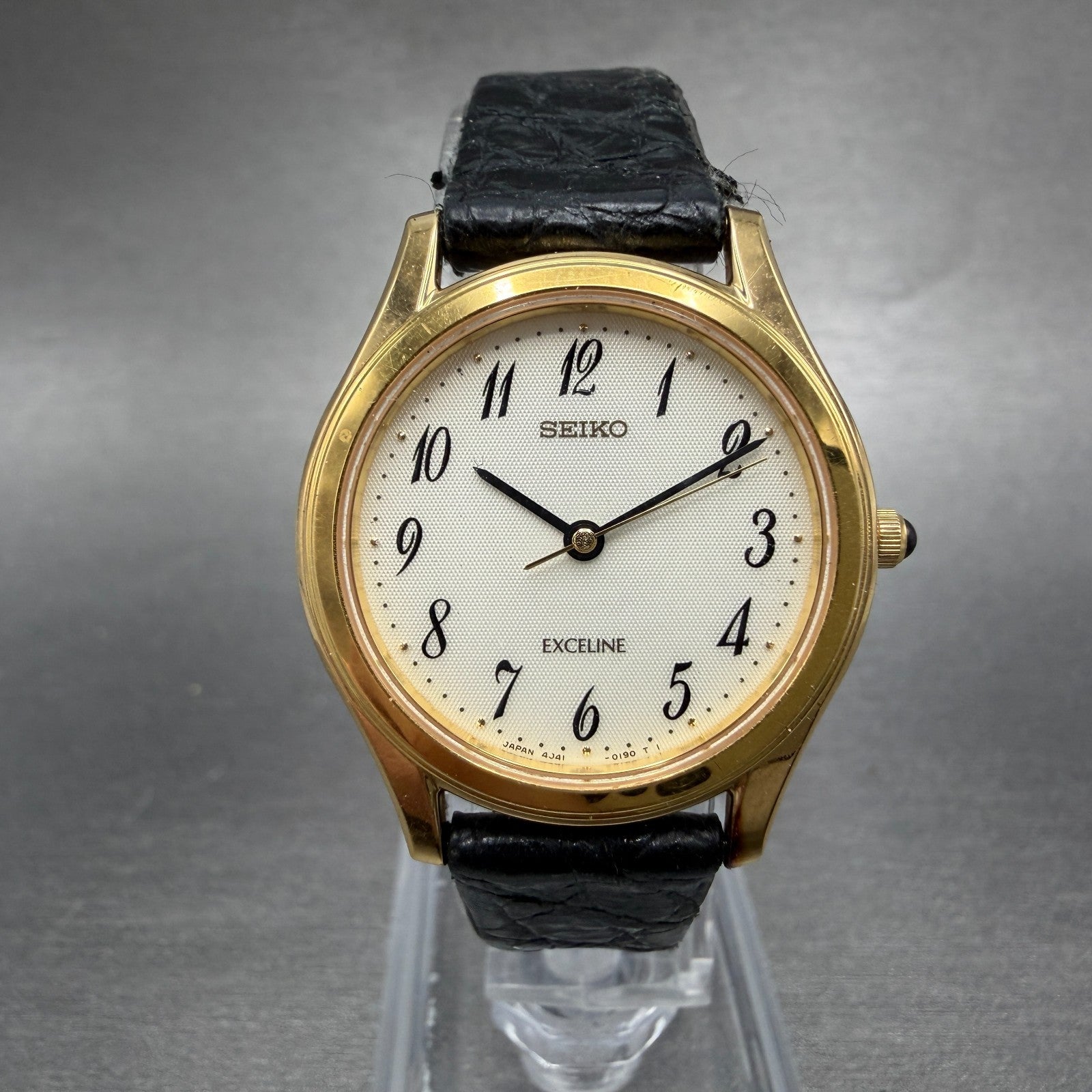 Seiko Exceline Watch Women 28mm Cream Dial Gold Tone Round 4J41-0110 New Battery0
