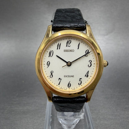 Seiko Exceline Watch Women 28mm Cream Dial Gold Tone Round 4J41-0110 New Battery0