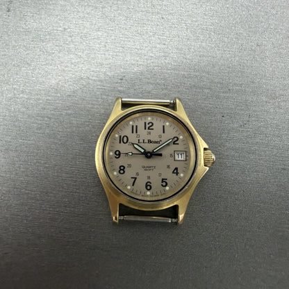 LL Bean Field Watch Women 27mm Gray Dial Gold Tone Date Round Vintage PARTS0