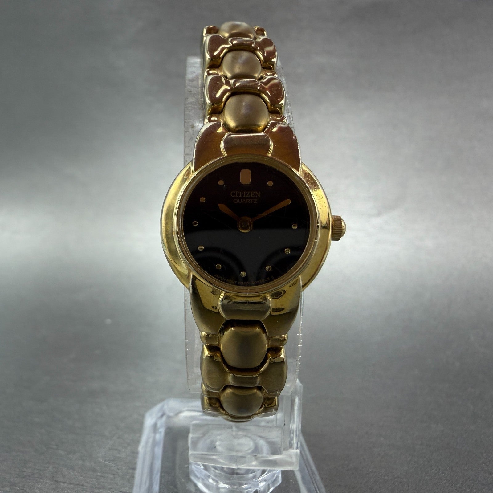 Citizen Watch Women 20mm Black Dial Gold Tone Round 5920-S020981 New Battery5