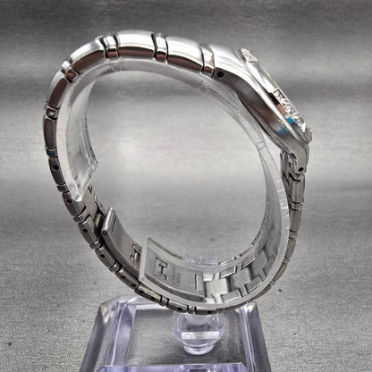 Bulova Watch Women 26mm MOP Dial Silver Tone Date Diamonds Round New Batt 96R107