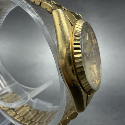 Seiko SQ Watch Women 24mm Gold Dial Gold Tone Daydate Round 3E23-0A60 NewBatt 5G3