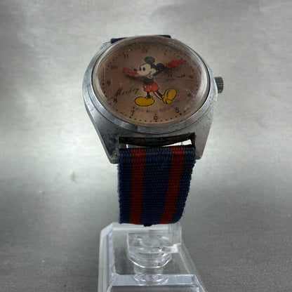 Seiko Mickey Mouse Watch Men 35mm Silver Dial Silver Tone Manual 5000-7000 Runs5