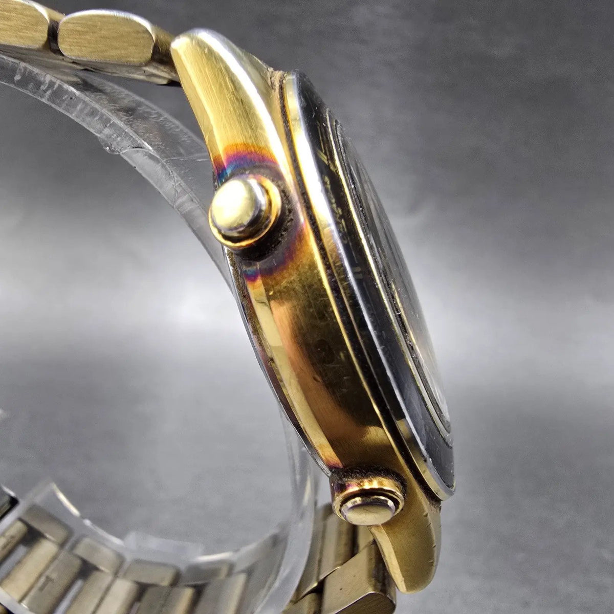 Seiko World Time Watch Men 38mm Black Dial Gold 5T52 Movement 6A40 AlarmPARTS4
