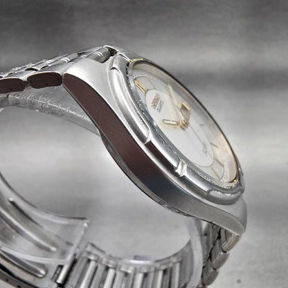 Seiko SQ Watch Men 36mm Silver Dial Silver Tone Daydate Round 5Y23-7029 New Batt4