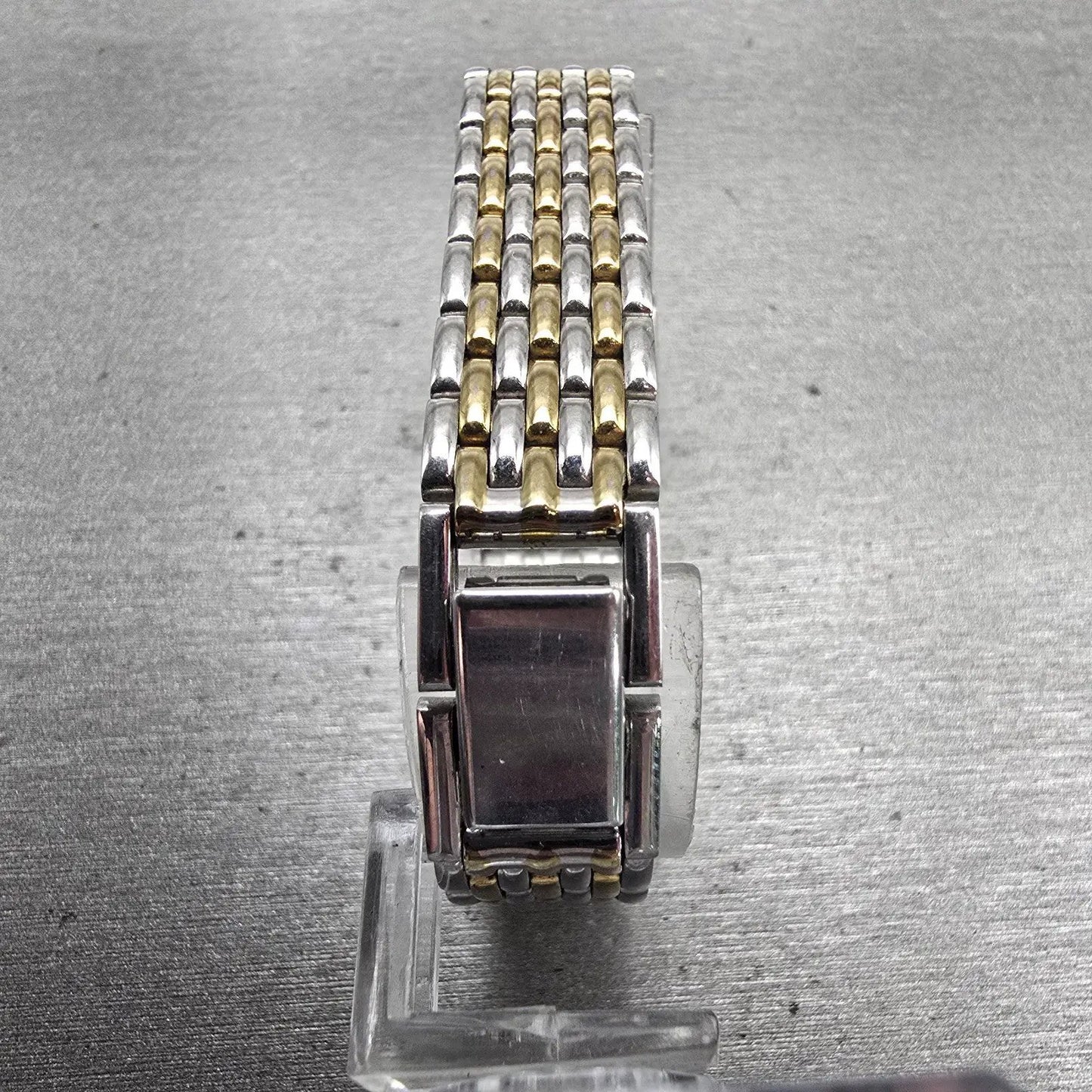 Seiko Watch Women 18mm Silver Dial Two Tone Rectangle V401-5660 New Battery VTG7