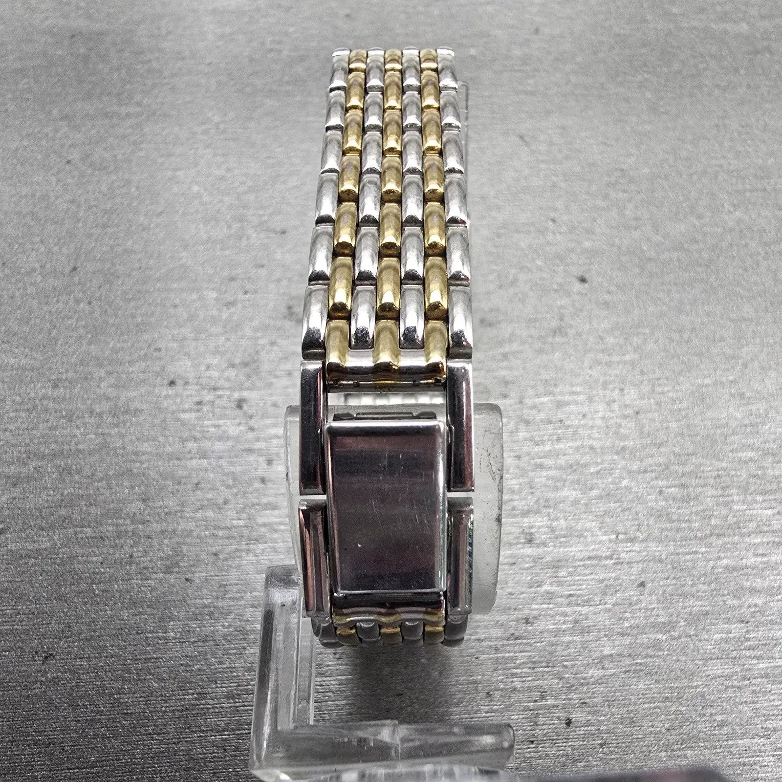 Seiko Watch Women 18mm Silver Dial Two Tone Rectangle V401-5660 New Battery VTG7