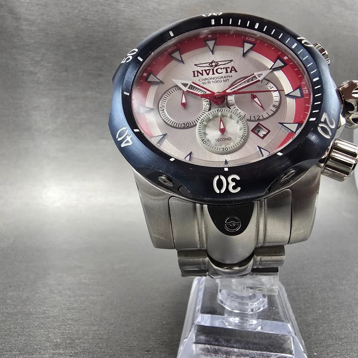 Invicta Venom Chronograph Watch Men 54mm Silver Dial Steel Date 25045 New Batt5