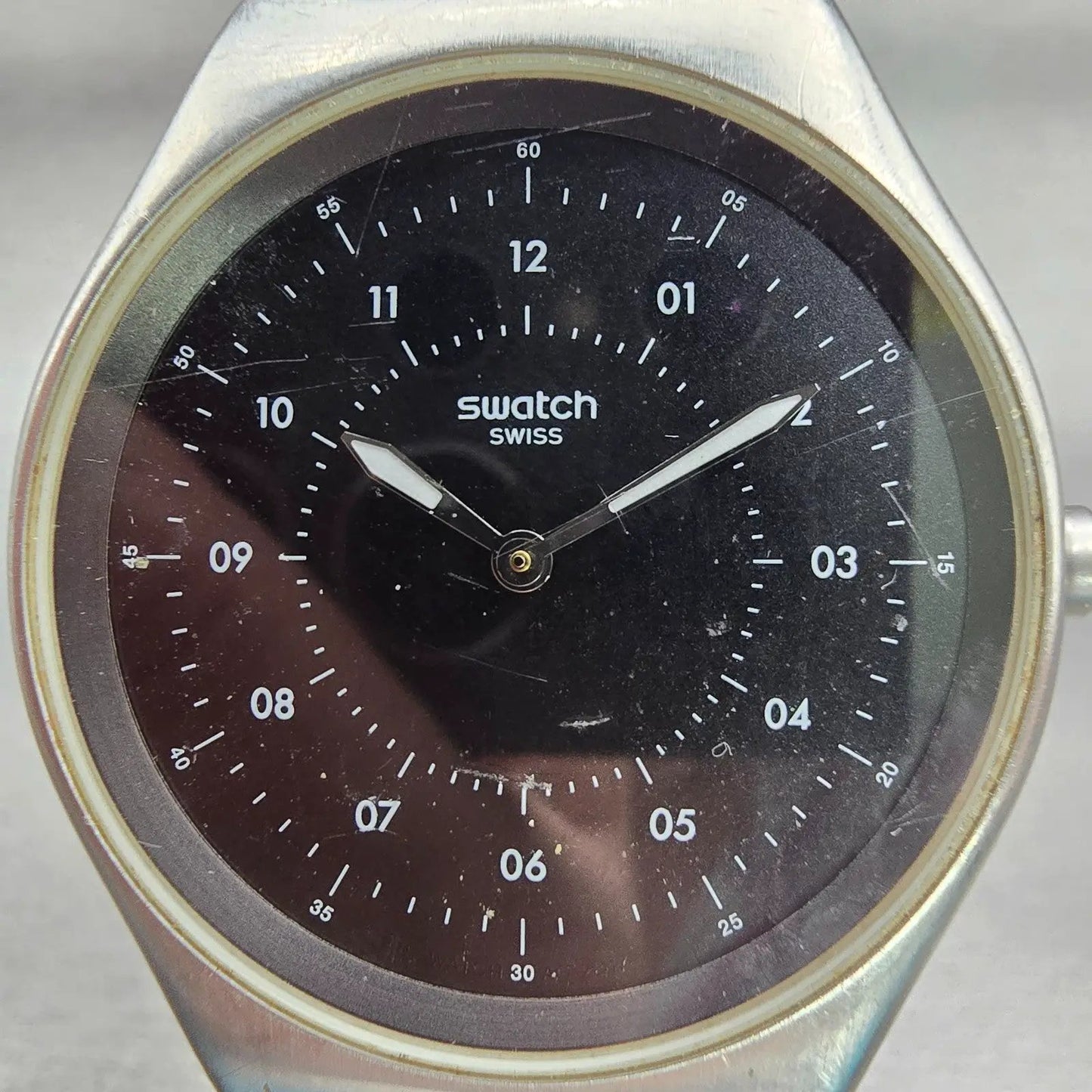 Swatch Skinbrushed Watch Men 38mm Black Dial Silver Tone SYXS102 New Battery1
