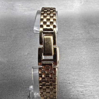 Seiko Watch Women 17mm Gold Dial Gold Tone Rectangle V400-5608 New Battery VTG7