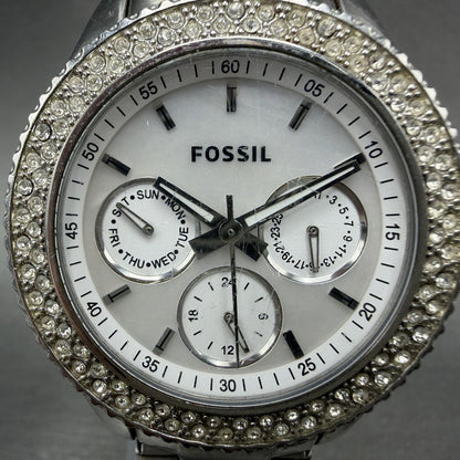 Fossil Stella Watch Women 38mm MOP Dial Steel Daydate ES2860 Round New battery1