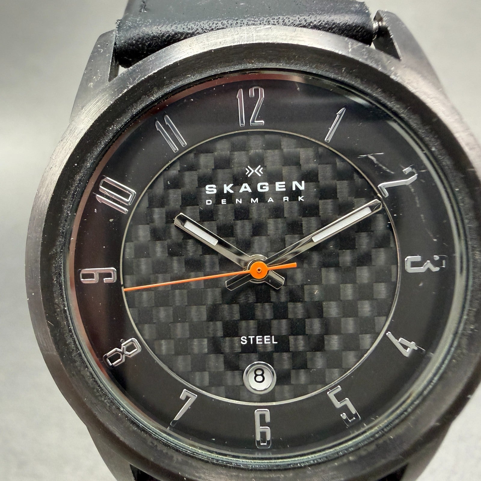 Skagen Watch Men 38mm Black Dial Gray Tone Date Round 124XLMLBC New Battery1