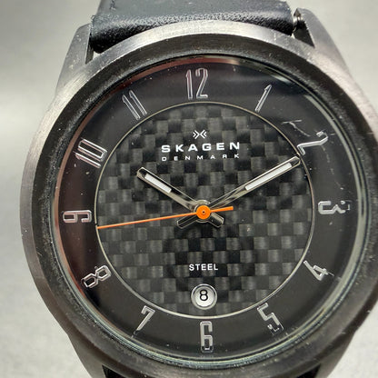 Skagen Watch Men 38mm Black Dial Gray Tone Date Round 124XLMLBC New Battery1
