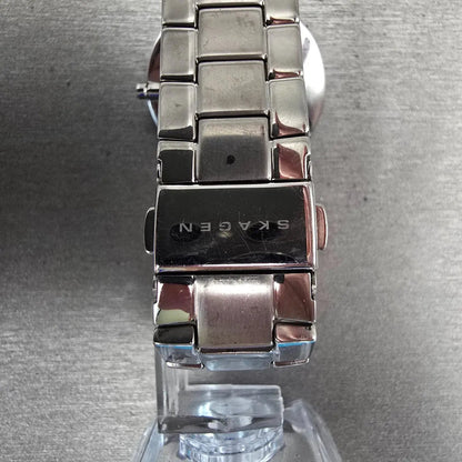 Skagen Watch Men 34mm Silver Dial Silver Tone Round 430MSSX1 New Battery7