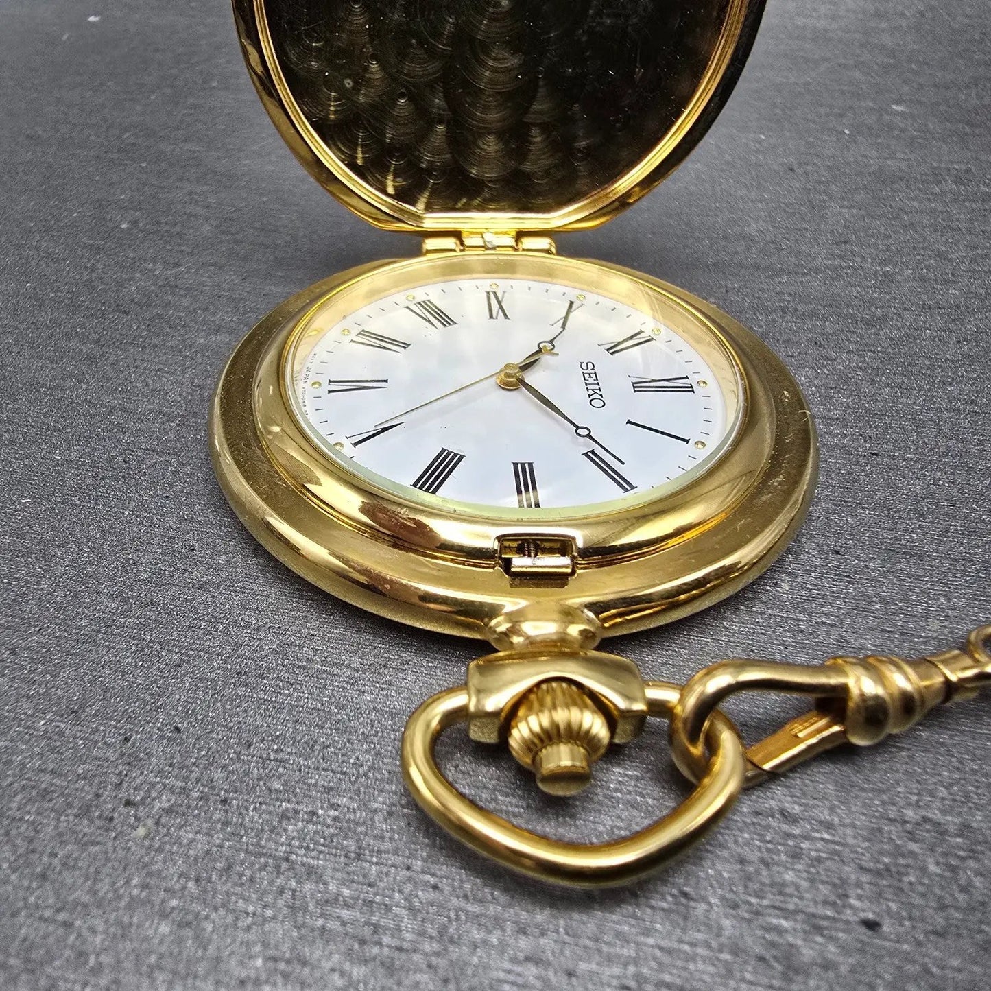 Seiko Pocket Watch Men 46mm White Dial Gold Tone Round V701-0B89 PARTS3