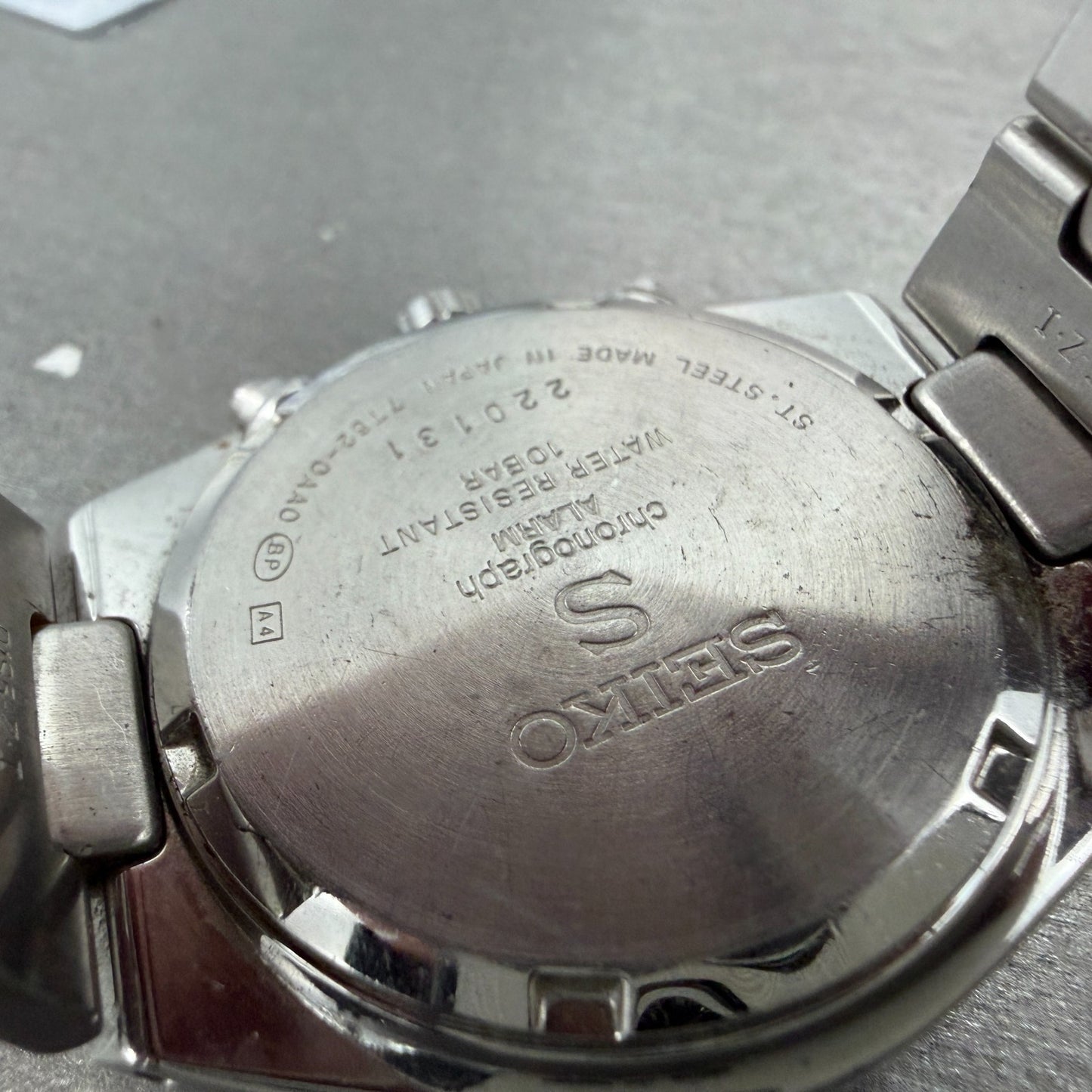 Seiko Chronograph Watch Men 36mm Black Dial Silver Tone Date 7T62-0AA0 PARTS10