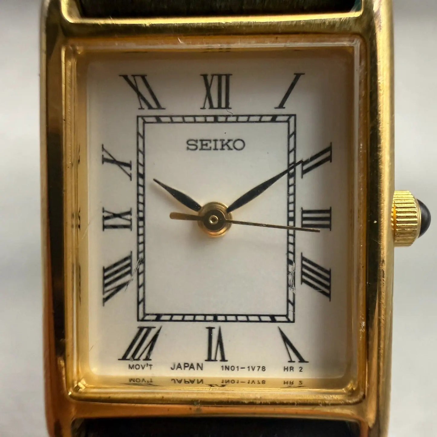 Seiko Watch Women 18mm White Dial Gold Tone Rectangle 1N01-5G40 New Battery VTG1