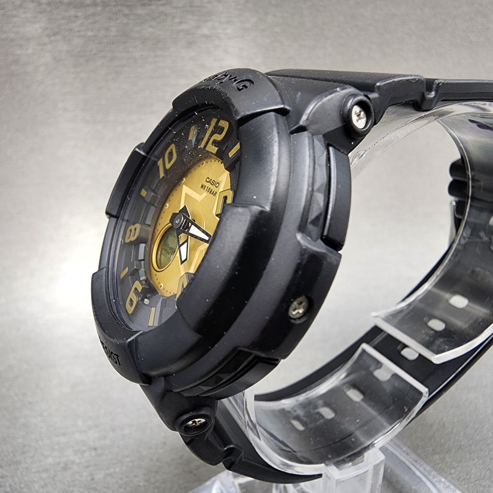 Casio BabyG BGA133 Watch Women 43mm Gold Dial Black Tone Analog Digital NewBat2