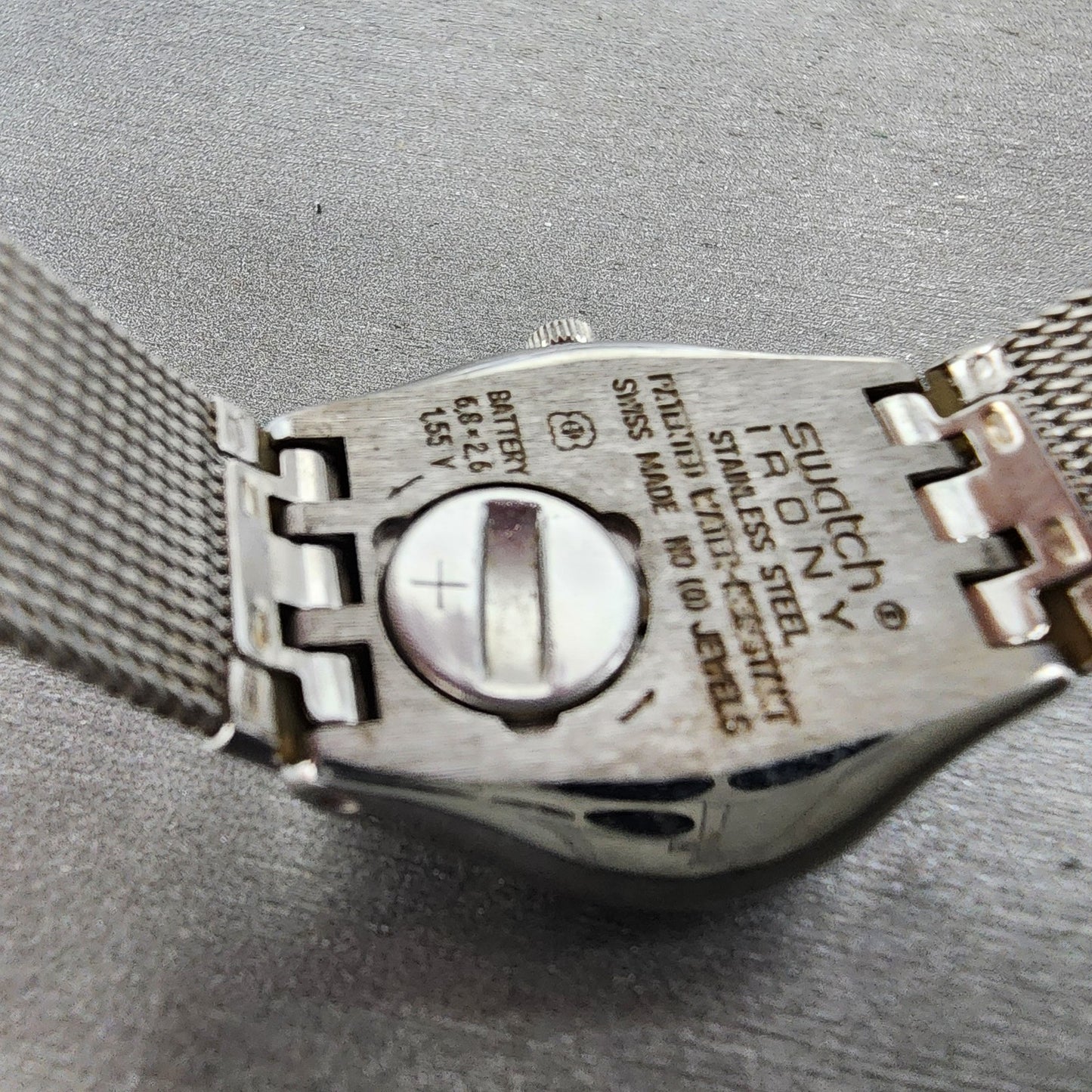 Swatch Irony Libertine Watch Women 24mm Silver Dial Steel Mesh Band New Battery