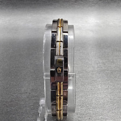 Bulova Watch Women 17mm White Dial Two Tone Oval 98T92 New Battery JP237