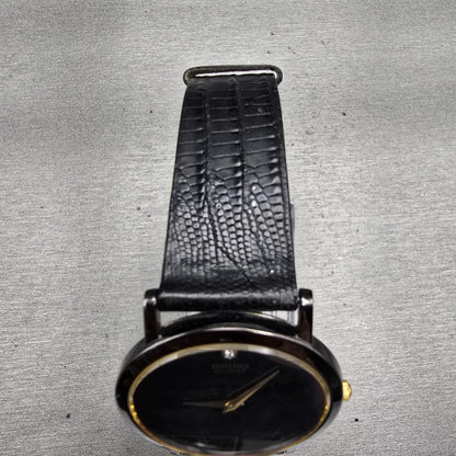Seiko Watch Men 34mm Black Dial Black Tone Round 7N00-8A49 New Battery Vintage4