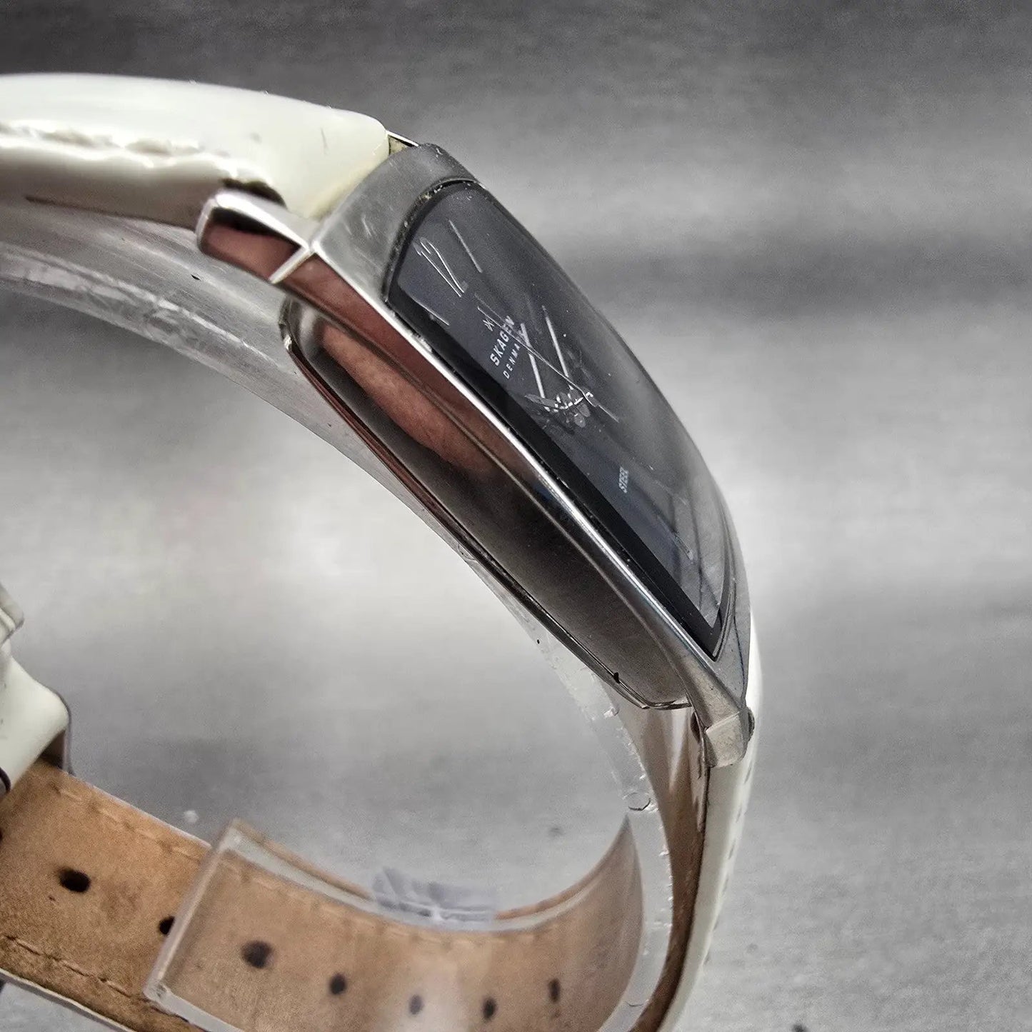Skagen Denmark Watch Women 24mm Black Dial Silver Tone Rectangle 691SSB1 New Bat3