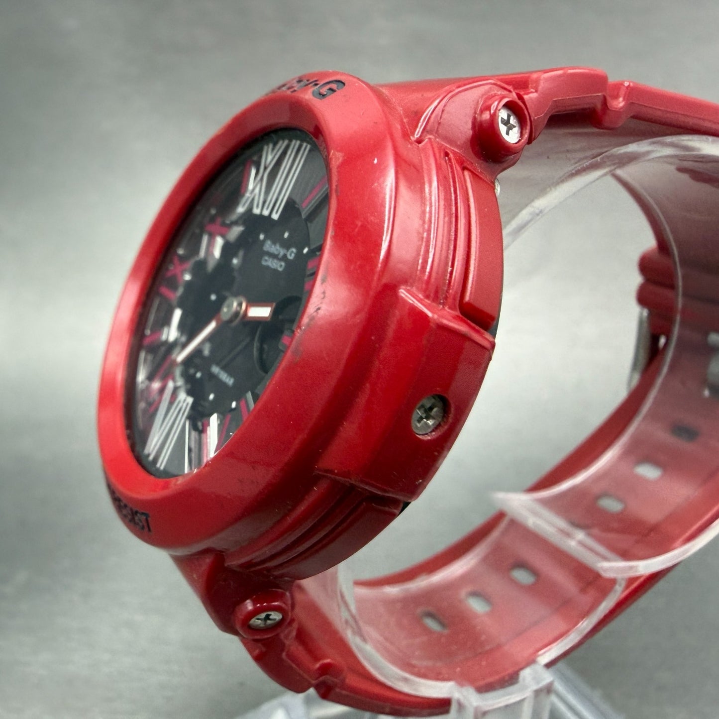 Casio Baby-G Watch Women 43mm Analog Digital Red Tone Alarm Chrono New Batt ABC2