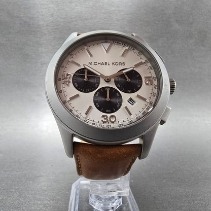 Michael Kors Gareth Chronograph Watch Men 43mm White Dial Steel MK-8470 New Batt5