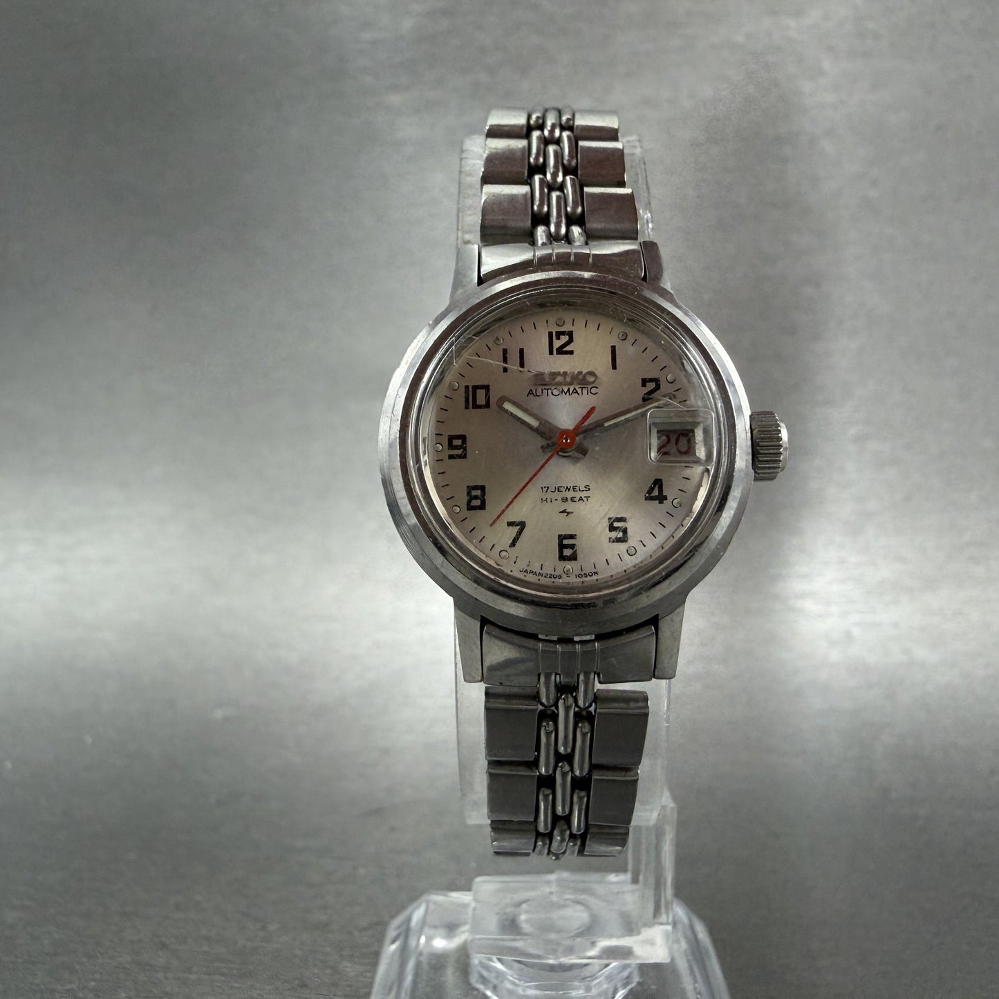 Seiko Automatic Watch Women 24mm Silver Dial Silver Tone Date 22050599 Runs5