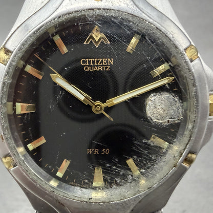 Citizen WR 50 Watch Men 35mm Black Dial Two Tone Date 2510S74792 New Battery1