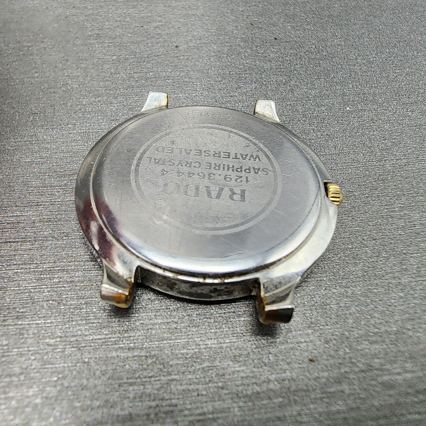 Rado Florence Watch Men 32mm Gold Dial Two Tone Date Round 129.3644.4 New Batt9