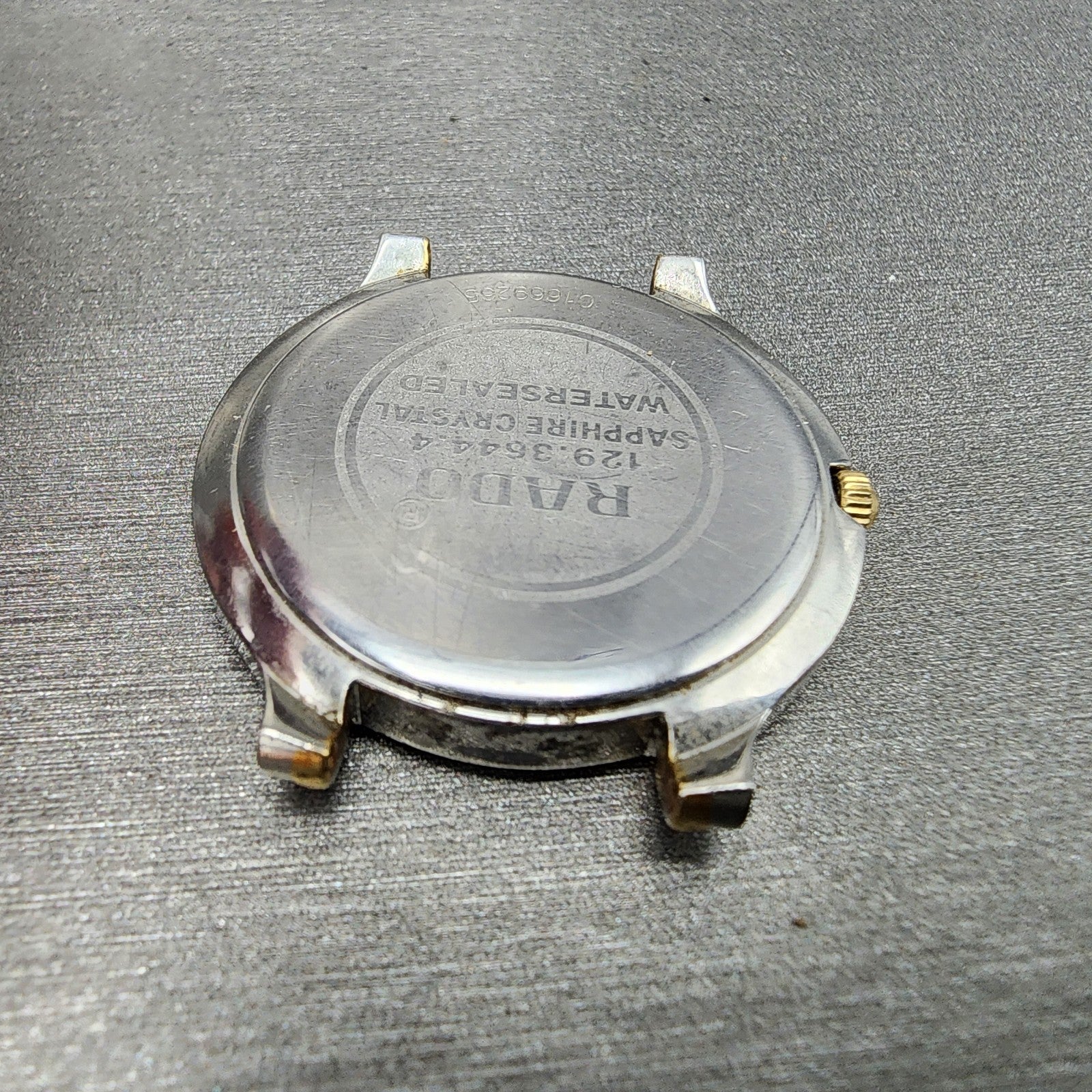 Rado Florence Watch Men 32mm Gold Dial Two Tone Date Round 129.3644.4 New Batt9