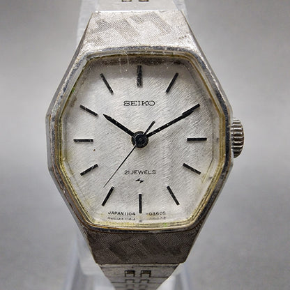 Seiko Watch Women 19mm Silver Dial Silver Tone Manual Octagon 11043390 Runs1