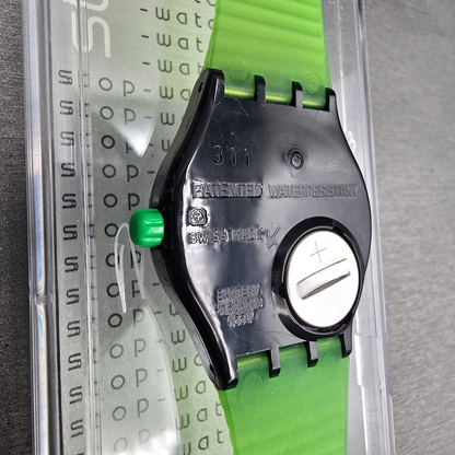 Swatch Stop-Watch Jess'Rush Watch Men 34mm Black Dial SSB100 New Battery NOS10