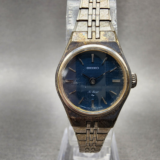 Seiko Watch Women 19mm Blue Dial Silver Tone Round 11200080 Manual Runs0