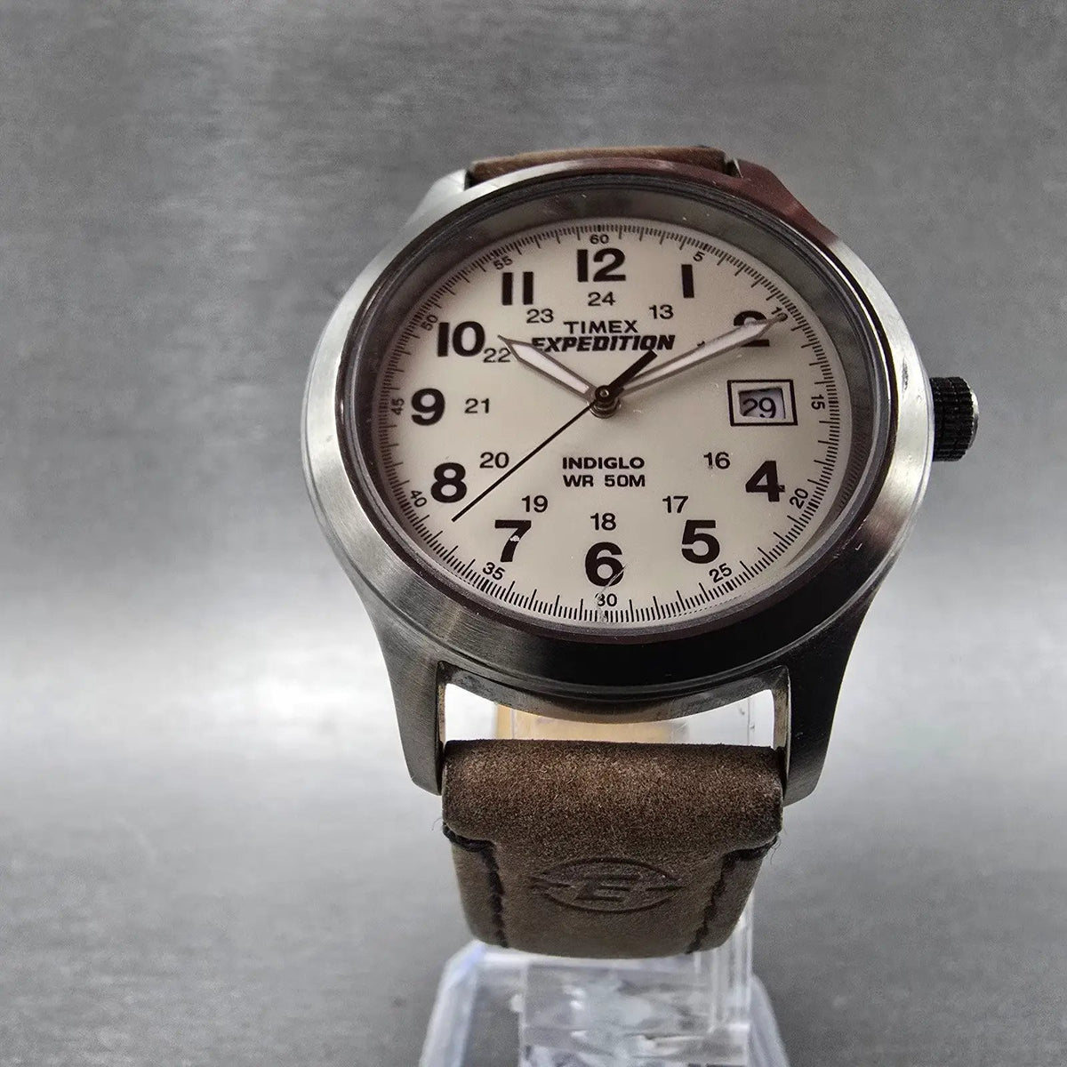 Timex Expedition Watch Men 37mm Cream Dial Gray Date T49870 Round New Battery gr6
