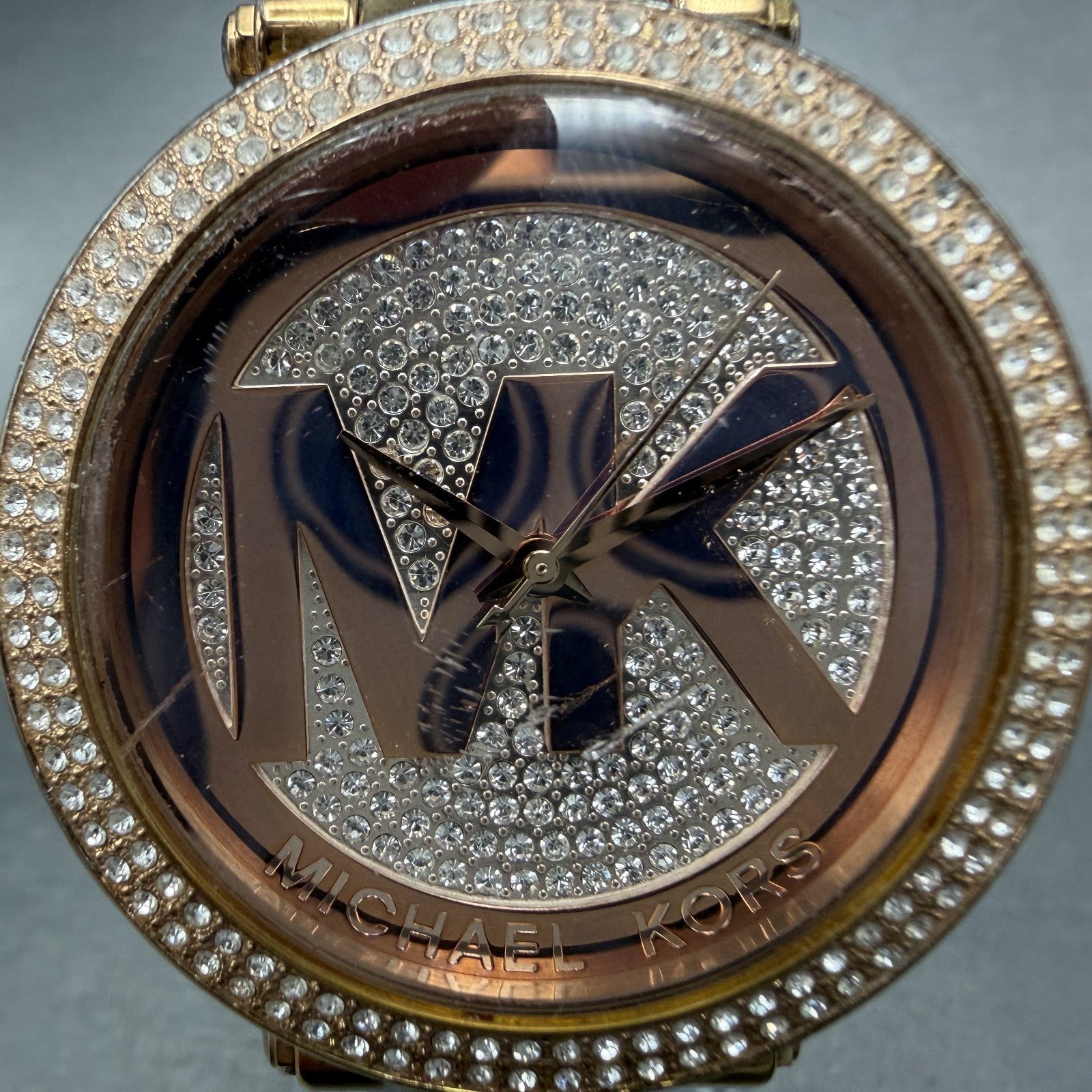 Michael Kors Parker Watch Women 39mm Silver Dial Rose Tone Round New Battery1