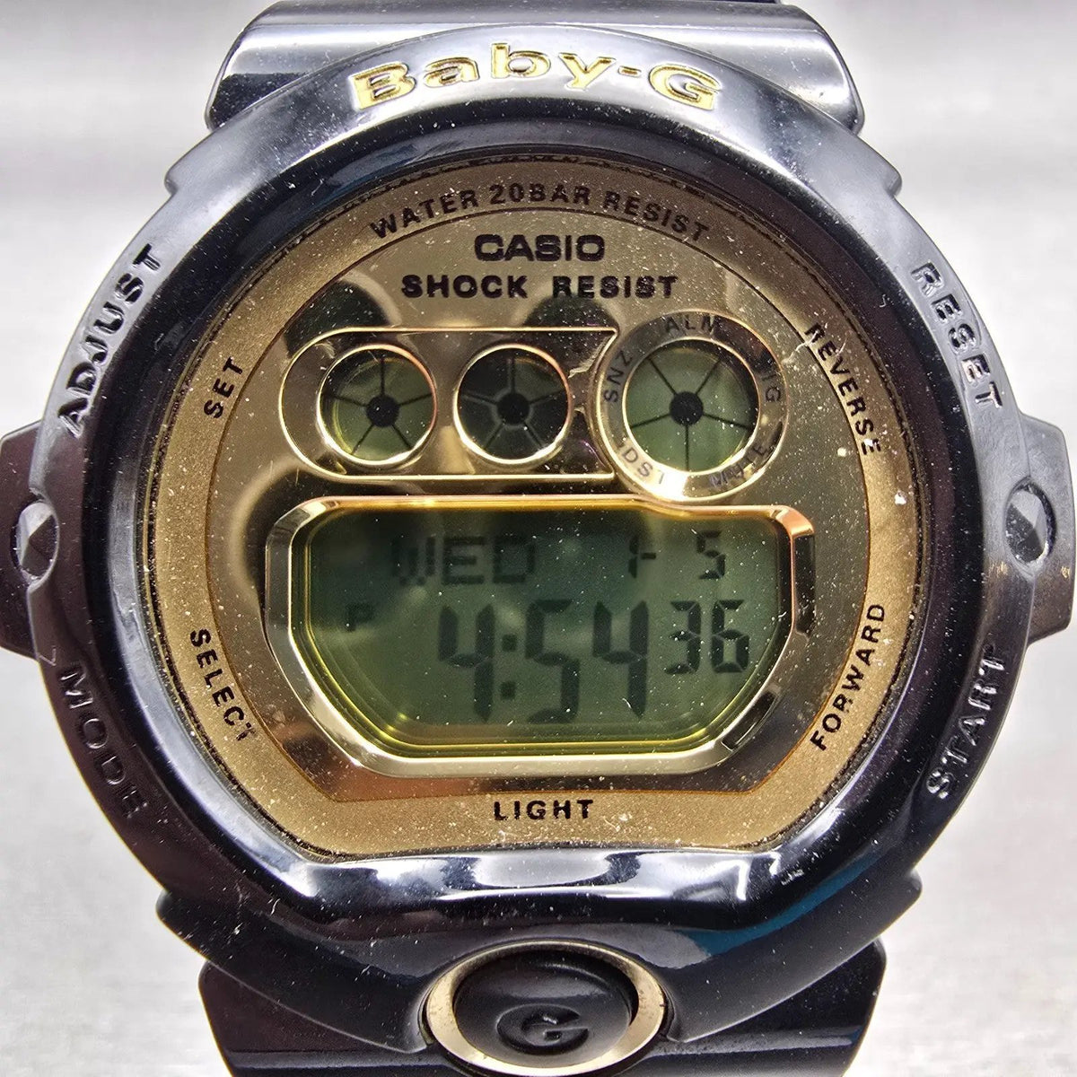 Casio Baby-G BG-6901 Watch Women 45mm Gold Dial Black Chrono Alarm New Battery2