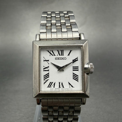 Seiko Tank Watch Women 20mm White Dial Silver Tone Square V400-6530 New Battery20