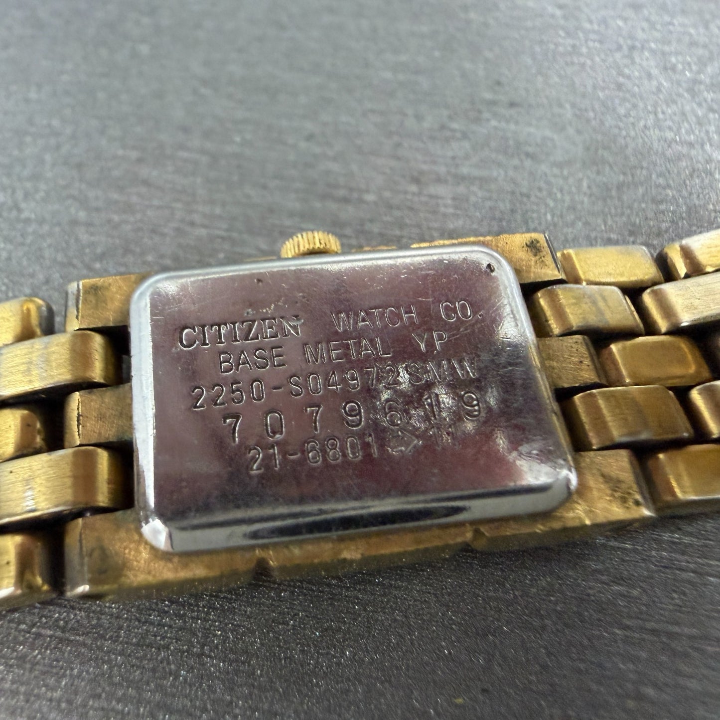 Citizen CQ Tank Watch Women 14mm Black Dial Gold Tone Rectangle New battery VTG9