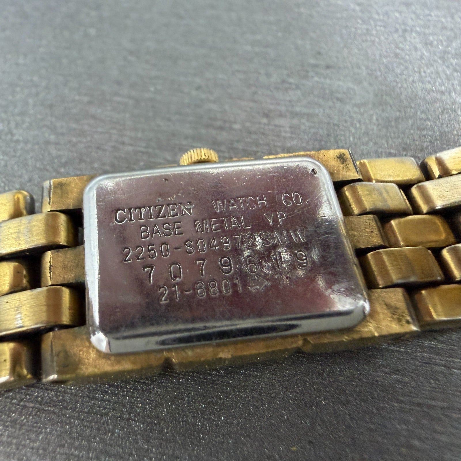 Citizen CQ Tank Watch Women 14mm Black Dial Gold Tone Rectangle New battery VTG9