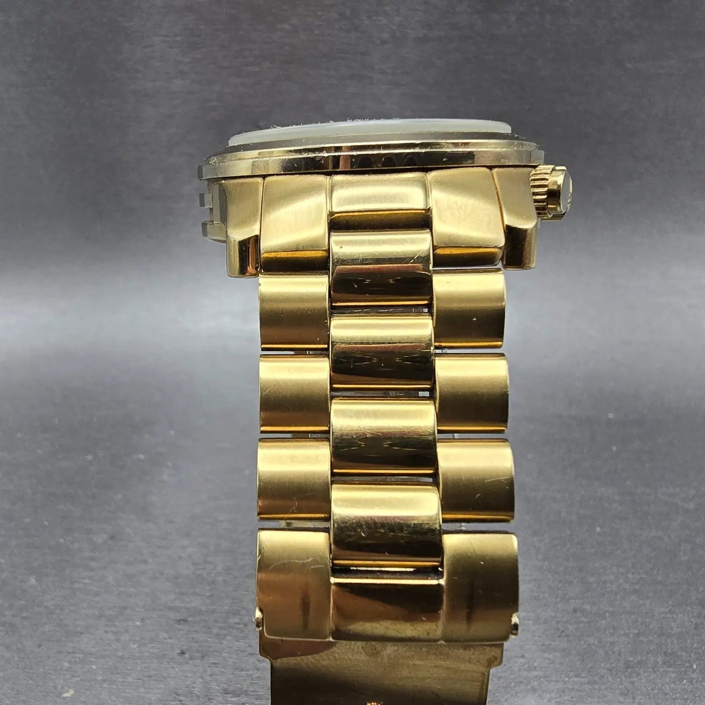 Michael Kors Runway Chronograph Watch Men 45mm Champagne Dial Gold Tone New Batt6